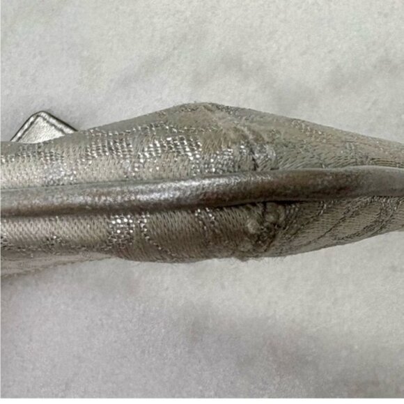 Coach Signature Jacquad Metallic (Silver) With Leather Trim Wristlet - Picture 4 of 9